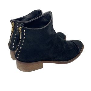 Anthro Beau Coops Calf Hair Black Studded Ankle Booties